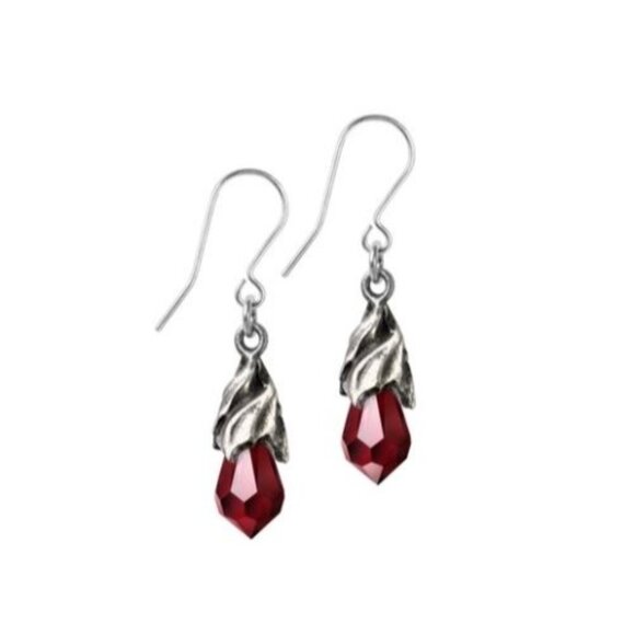 Empyrean Tear Earrings – Alchemy Gothic Crystal Drop w/ Pewter Mount – 3 Colors - Picture 6 of 8